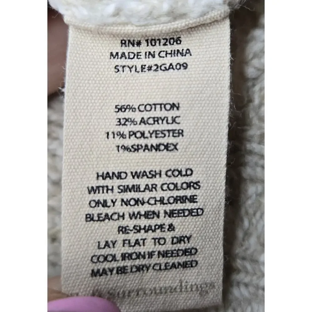 Soft Surroundings cream Oatmeal cable knit pullover crew sweater Medium. - Picture 6 of 7